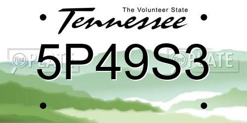 5P49S3 Tennessee License Plate