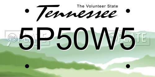 5P50W5 Tennessee License Plate