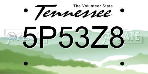 5P53Z8 Tennessee License Plate