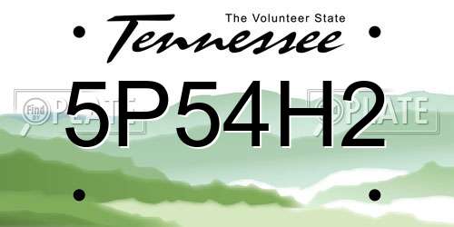 5P54H2 Tennessee License Plate