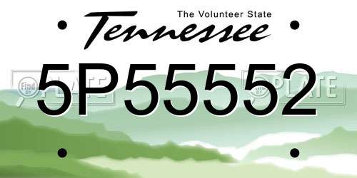 5P55552 Tennessee License Plate