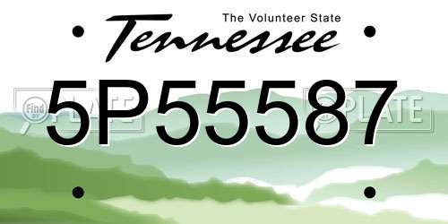 5P55587 Tennessee License Plate