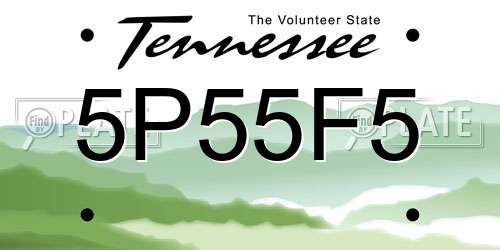 5P55F5 Tennessee License Plate