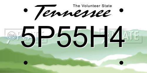 5P55H4 Tennessee License Plate