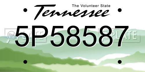 5P58587 Tennessee License Plate
