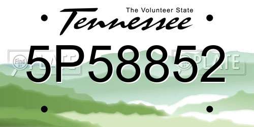 5P58852 Tennessee License Plate