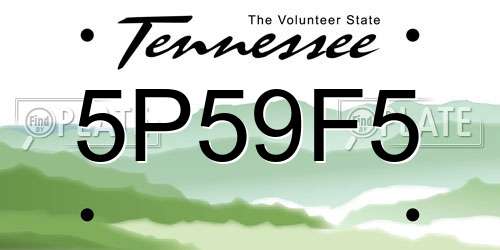5P59F5 Tennessee License Plate