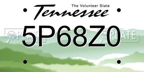 5P68Z0 Tennessee License Plate