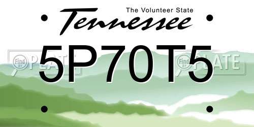 5P70T5 Tennessee License Plate