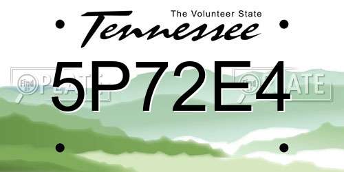 5P72E4 Tennessee License Plate