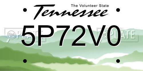 5P72V0 Tennessee License Plate