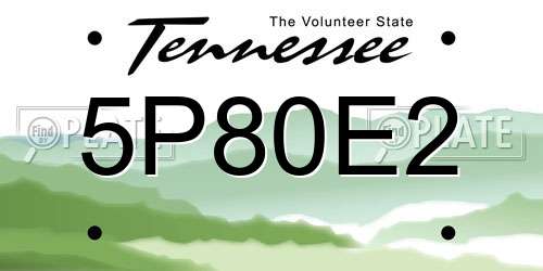 5P80E2 Tennessee License Plate