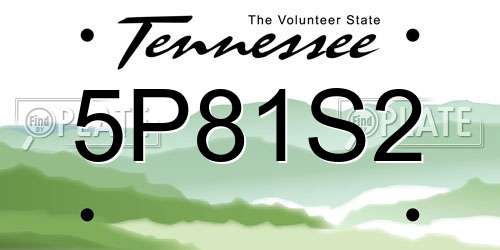 5P81S2 Tennessee License Plate