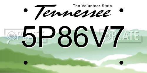 5P86V7 Tennessee License Plate