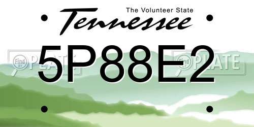 5P88E2 Tennessee License Plate