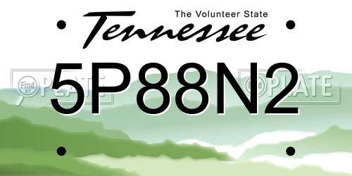 5P88N2 Tennessee License Plate