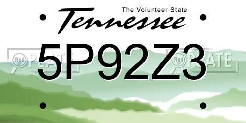 5P92Z3 Tennessee License Plate