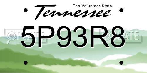 5P93R8 Tennessee License Plate