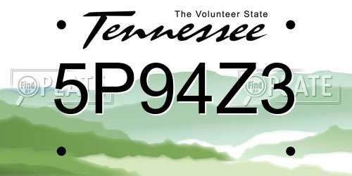 5P94Z3 Tennessee License Plate