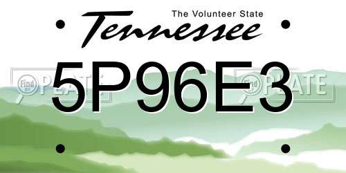 5P96E3 Tennessee License Plate