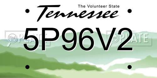 5P96V2 Tennessee License Plate