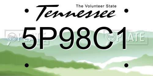 5P98C1 Tennessee License Plate