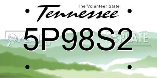 5P98S2 Tennessee License Plate