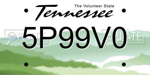 5P99V0 Tennessee License Plate