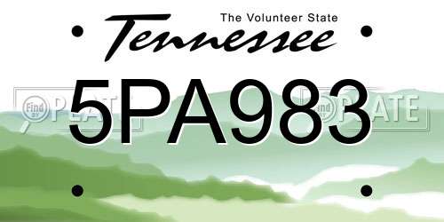 5PA983 Tennessee License Plate