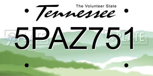 5PAZ751 Tennessee License Plate