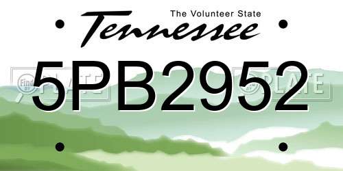 5PB2952 Tennessee License Plate