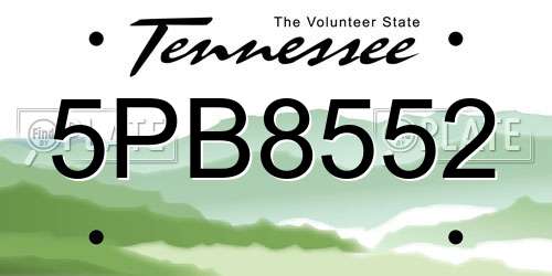 5PB8552 Tennessee License Plate