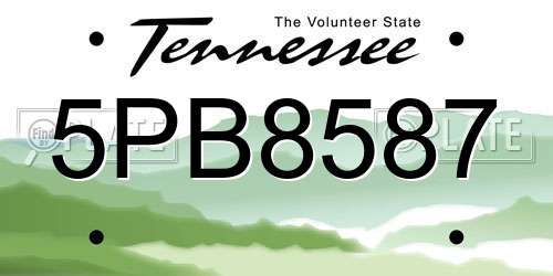 5PB8587 Tennessee License Plate