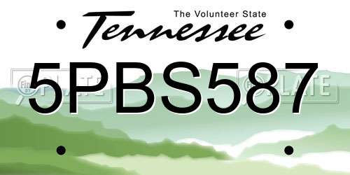 5PBS587 Tennessee License Plate