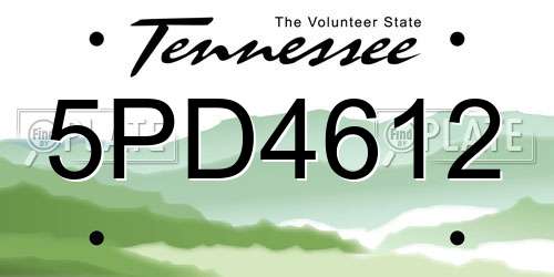 5PD4612 Tennessee License Plate