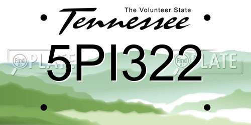5PI322 Tennessee License Plate