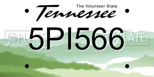 5PI566 Tennessee License Plate