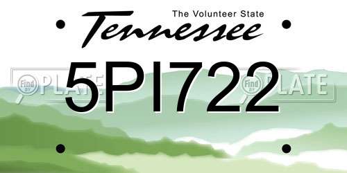 5PI722 Tennessee License Plate
