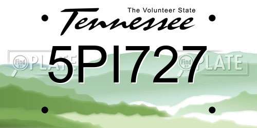 5PI727 Tennessee License Plate