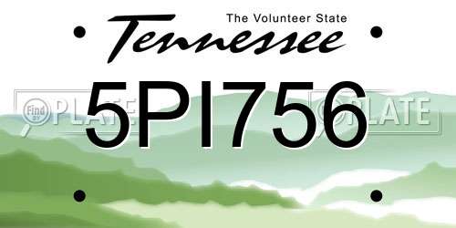 5PI756 Tennessee License Plate