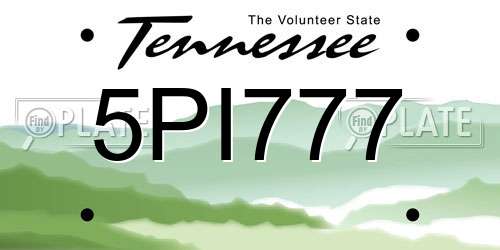 5PI777 Tennessee License Plate