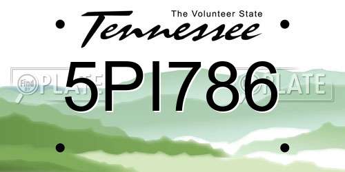 5PI786 Tennessee License Plate