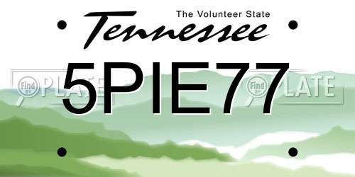 5PIE77 Tennessee License Plate
