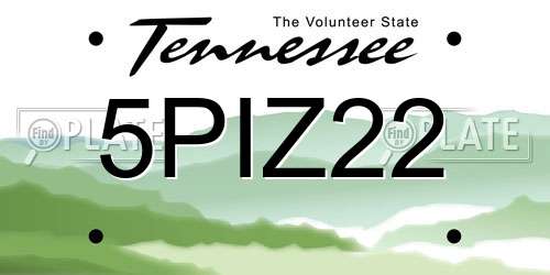 5PIZ22 Tennessee License Plate