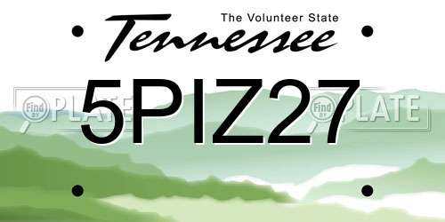 5PIZ27 Tennessee License Plate