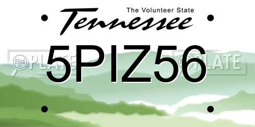 5PIZ56 Tennessee License Plate