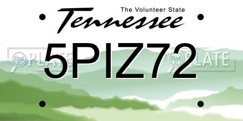 5PIZ72 Tennessee License Plate