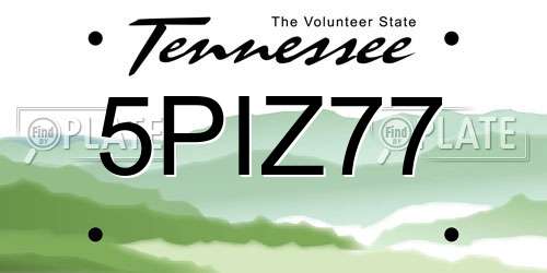 5PIZ77 Tennessee License Plate