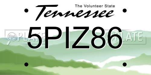 5PIZ86 Tennessee License Plate