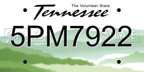 5PM7922 Tennessee License Plate